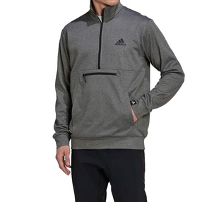 Adidas HK9839 Men's 1/2 Zip Heathered Gray Training Sweatshirt Sz M